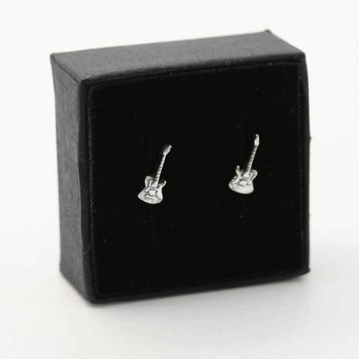 Mini Pendientes guitarra eléctrica plata