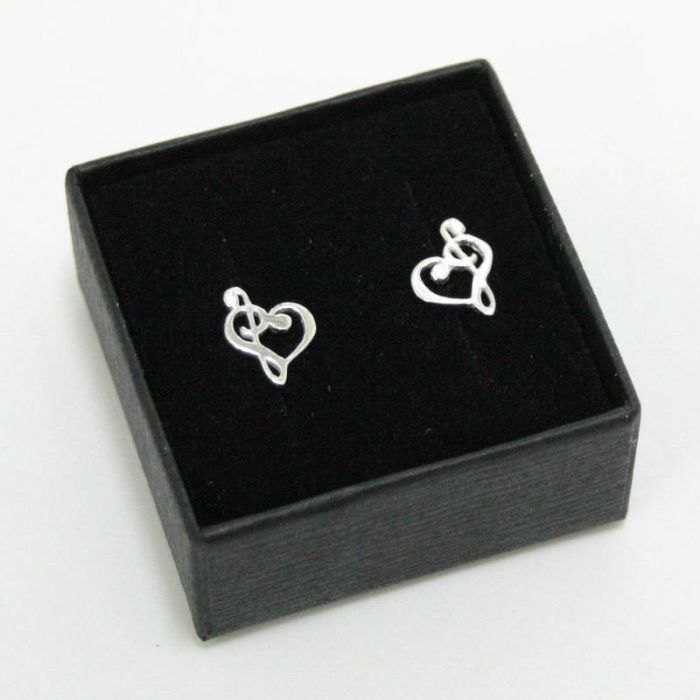 Mini Pendientes claves de sol y fa plata