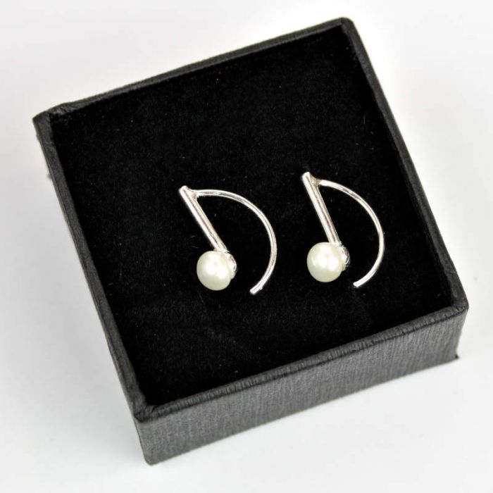Pendientes corcheas y perlas plata