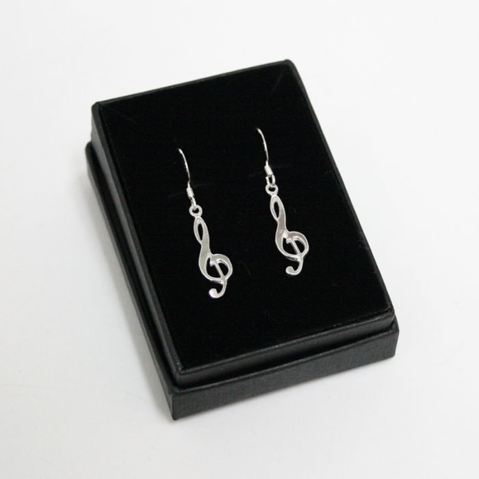 Pendientes Clave de sol gancho plata