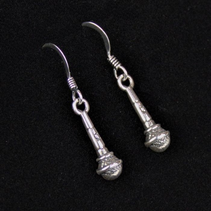 Pendientes micrófono plata