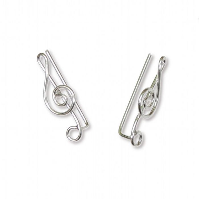 Pendientes trepadores clave de sol plata