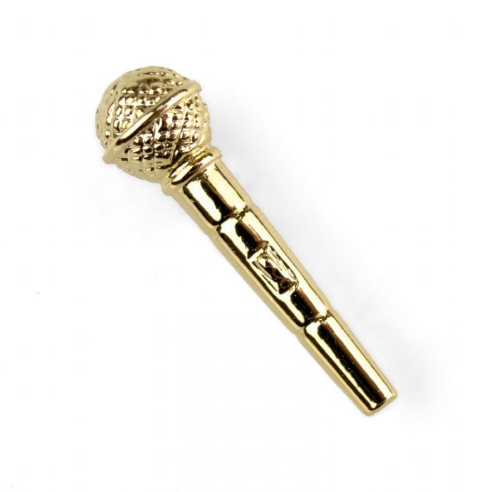 Pin micrófono dorado 3D