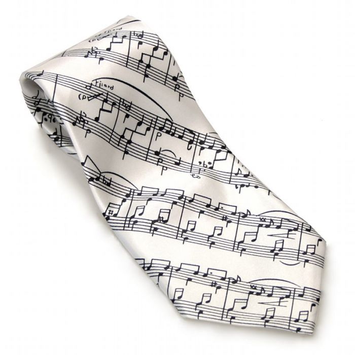 Corbata partitura blanca