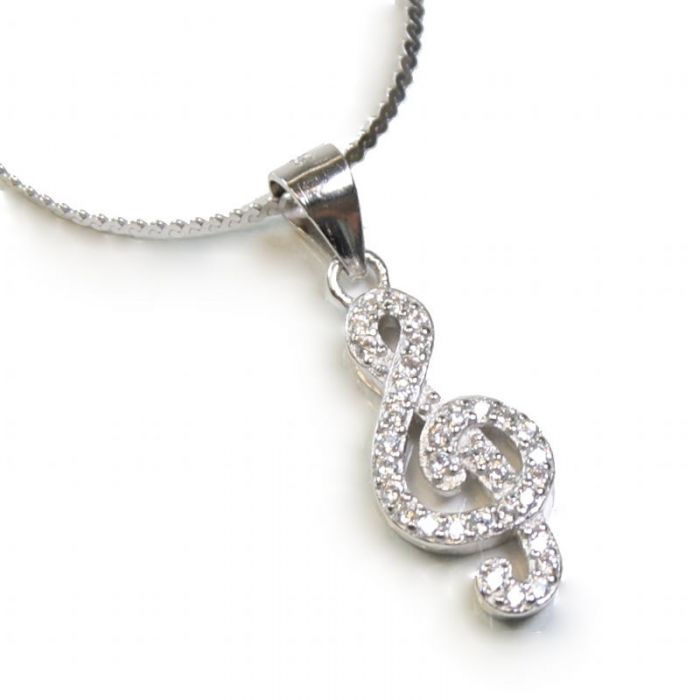 Colgante clave de sol circonitas plata