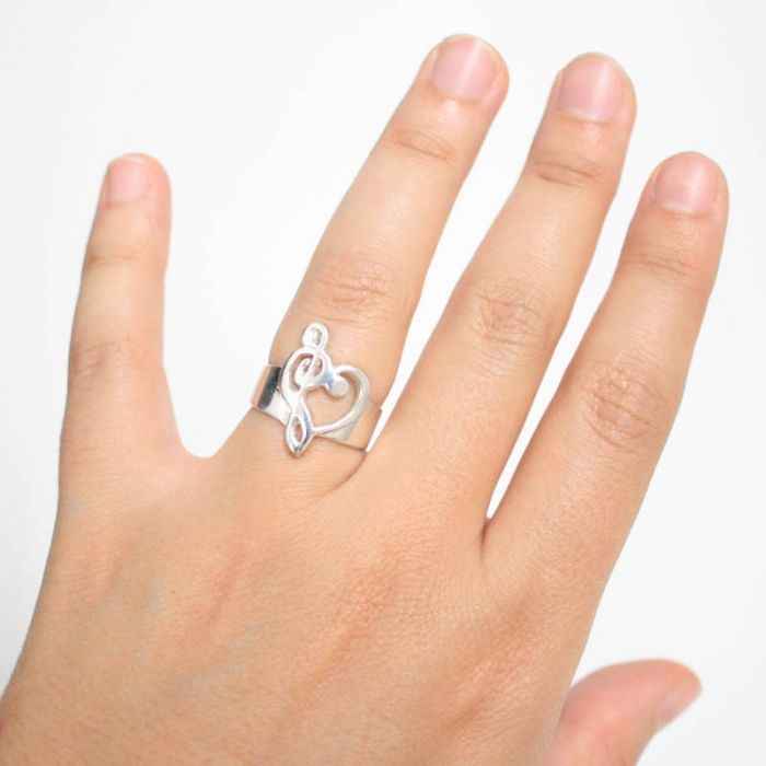 Anillo ajustable Claves de sol y fa plata