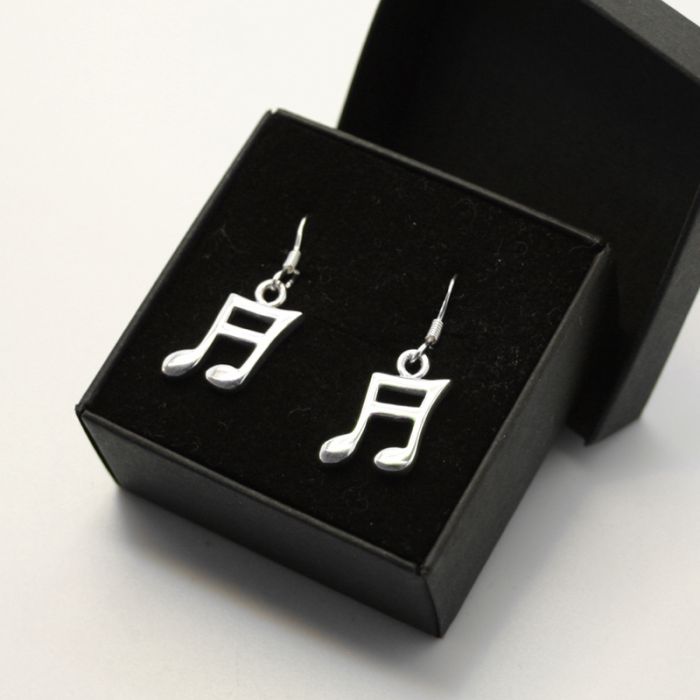 Pendientes semicorcheas 3D plata