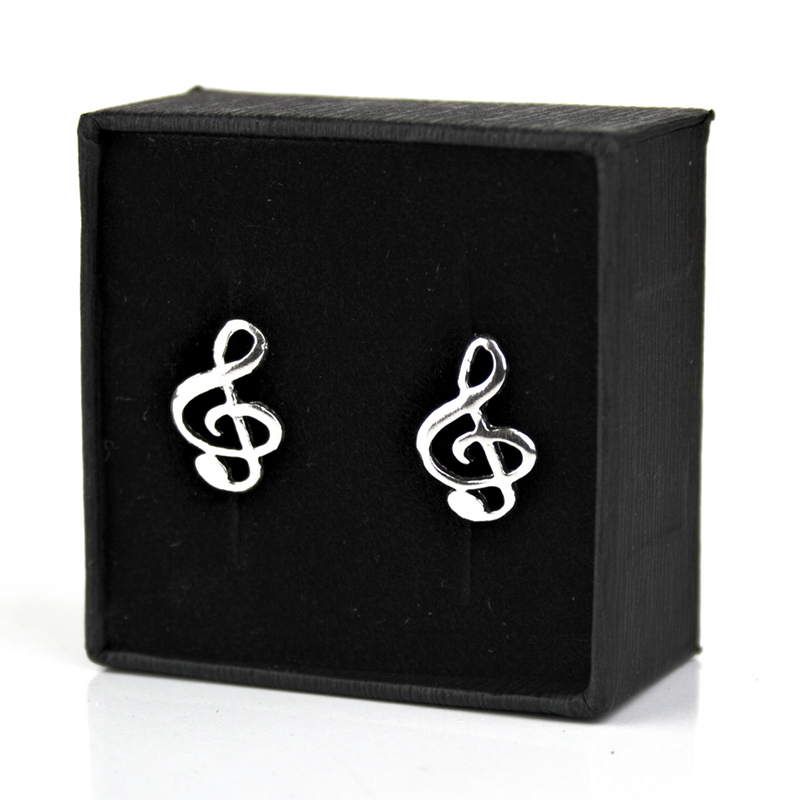 Mini Pendientes Clave de Sol 4 Plata
