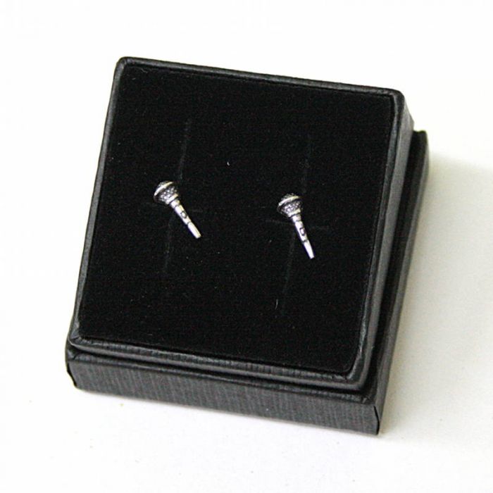 Mini Pendientes micrófono plata