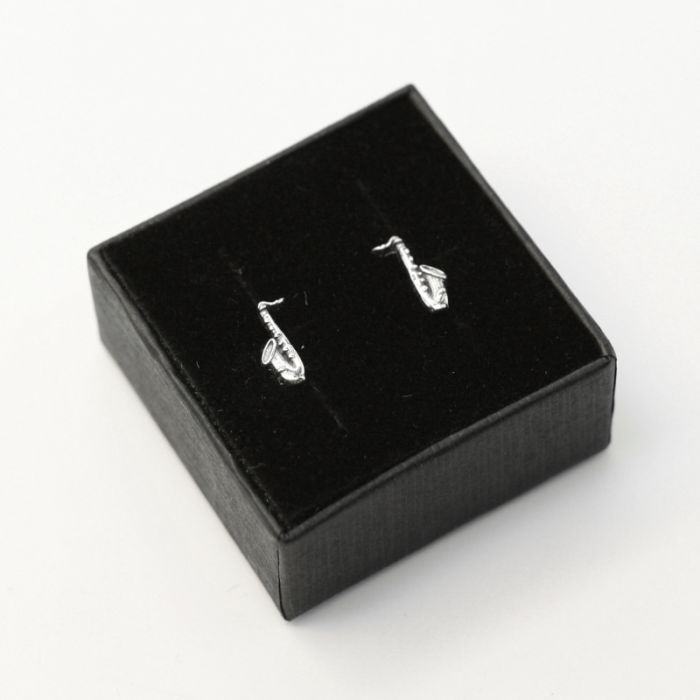 Mini Pendientes saxofón plata