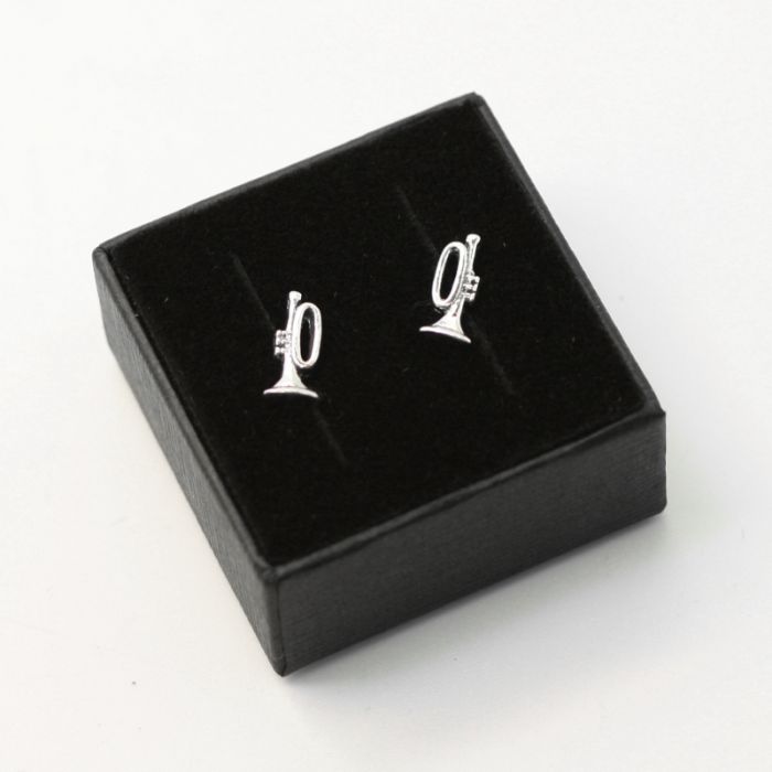 Mini Pendientes trompeta plata