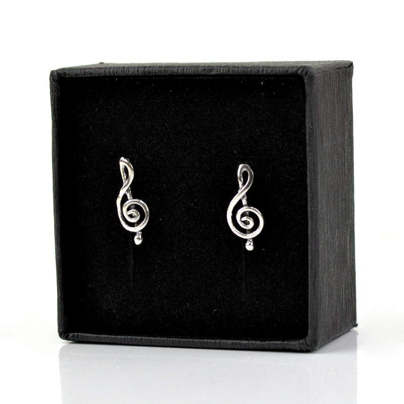 Mini Pendientes Clave de Sol 3 Plata