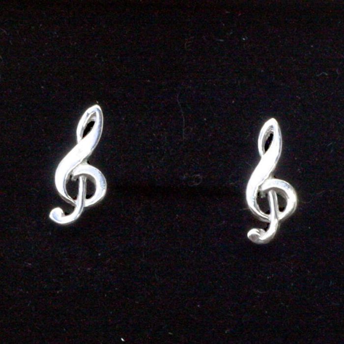 Mini Pendientes clave de sol 1 plata