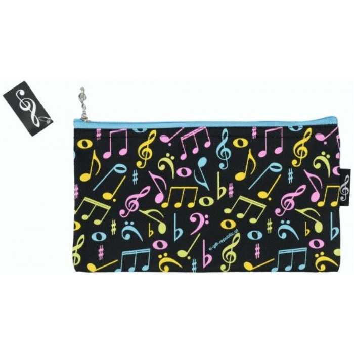 Estuche escolar negro Notas Colores grande