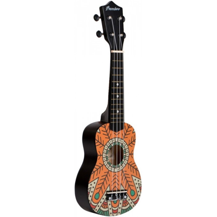 Ukelele Soprano Bamboo orange mandala