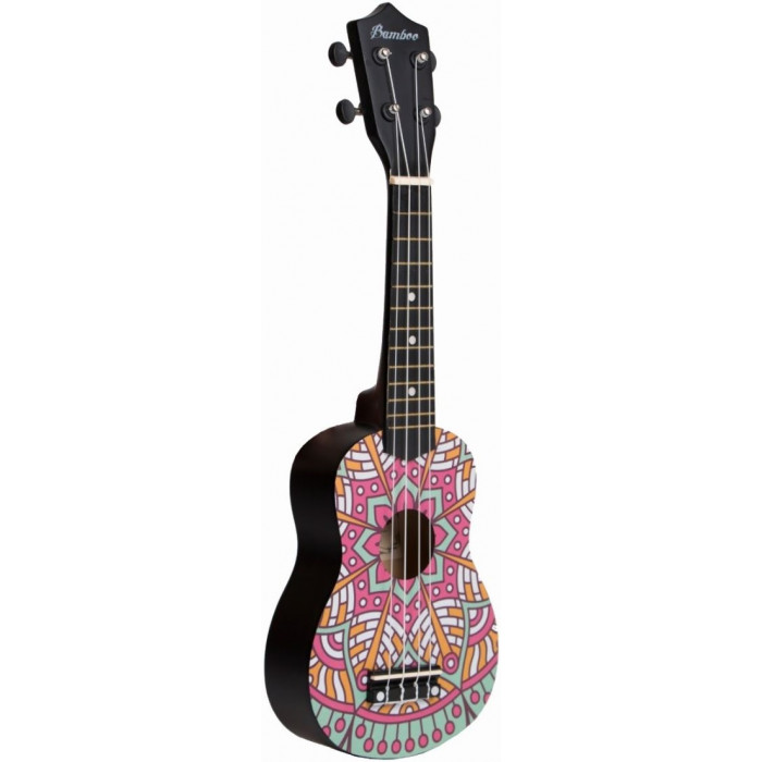 Ukelele Soprano Bamboo pink mandala