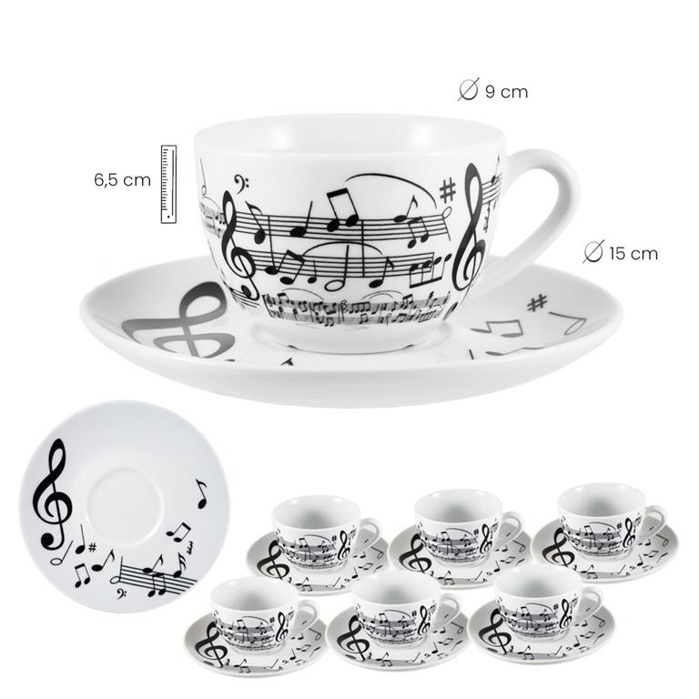 Set 6 tazas medianas con plato