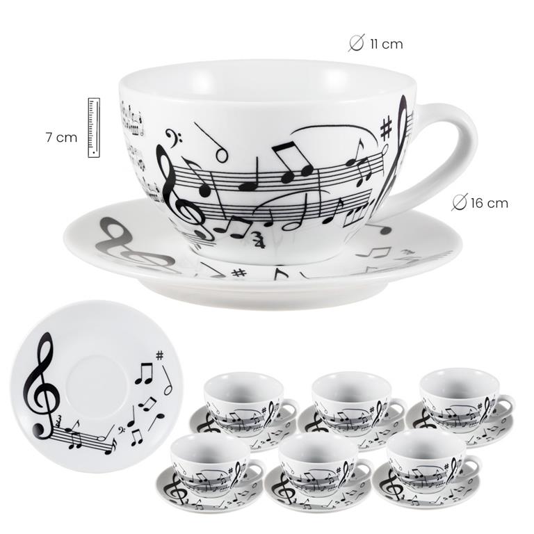 Set de 6 tazas grandes con plato
