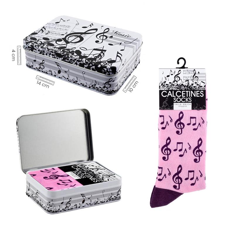 Calcetines notas rosa