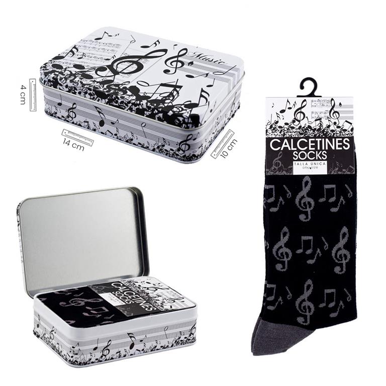 Calcetines notas gris
