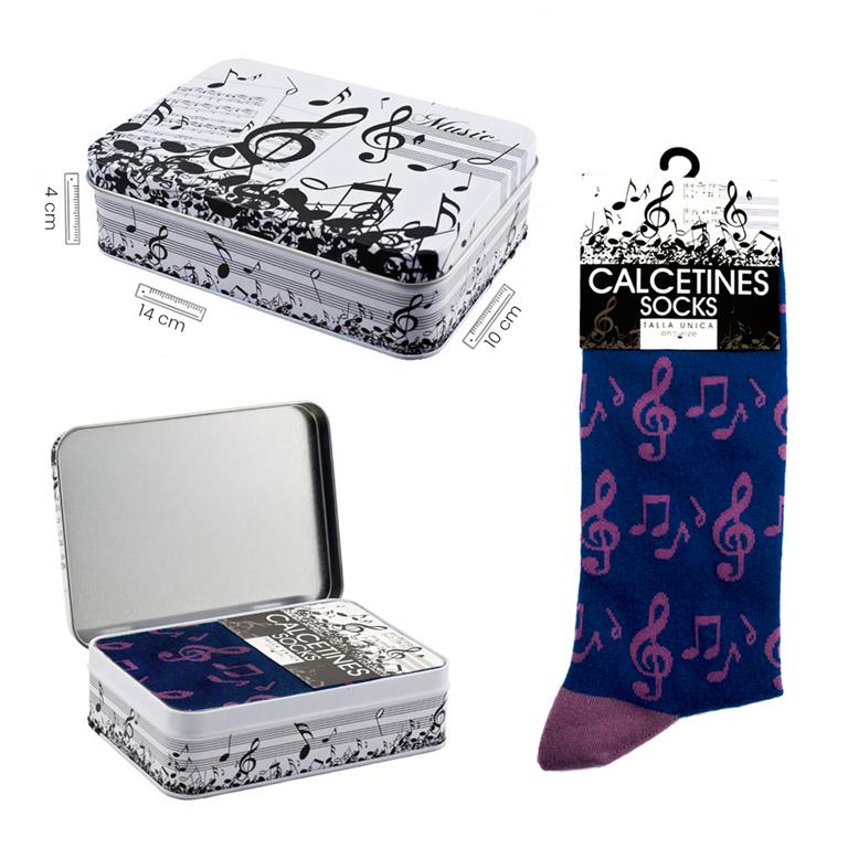 Calcetines notas azul